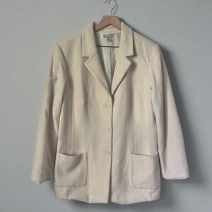 Nordstrom Cream Wool Cashmere Blazer Jacket Women’s 16 Button Front Lined